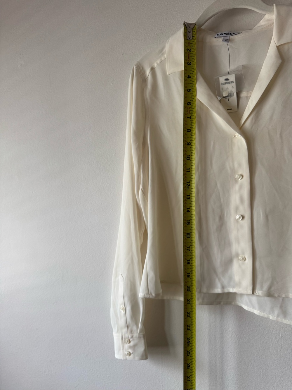 Express Cream Button-Down Long Sleeve Shirt - Picture 8 of 8